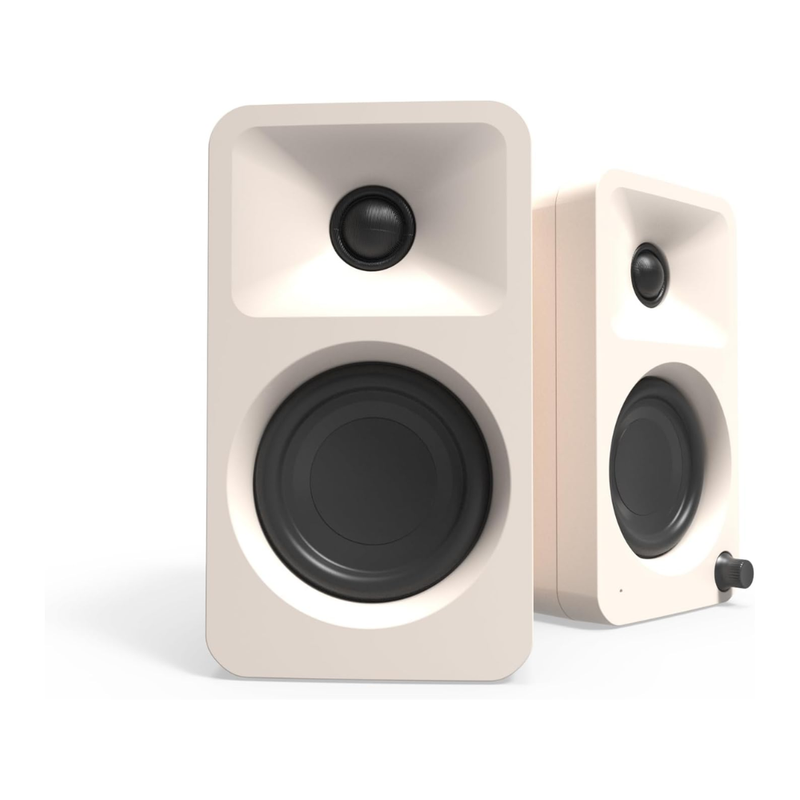 Kanto ORAMB 100W Powered Reference Desktop Computer Speakers with BT 5.0 and USB-C Input, Type G Power Cord, Cream (Sold in Pairs) - Image 1