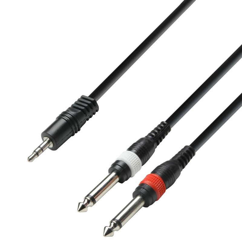 Adam Hall Cables 3 STAR YWPP 0300 - Y-Cable, Adam Hall® 2 Jack TS x Minijack, 3 m - Image 1