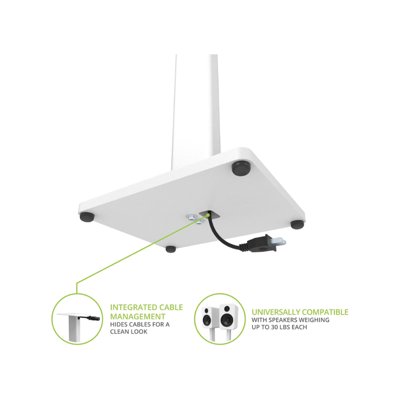 Kanto ST28 Universal Speaker Floor Stands for Bookshelf Speakers up to 30 lbs, White MDF Base (Sold in Pairs) - Image 2