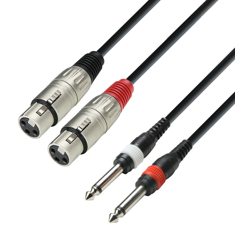 Adam Hall Cables 3 STAR TFP 0300 - Twin Cable, Adam Hall® 2 XLR Female x 2 Jack TS, 3 m - Image 1