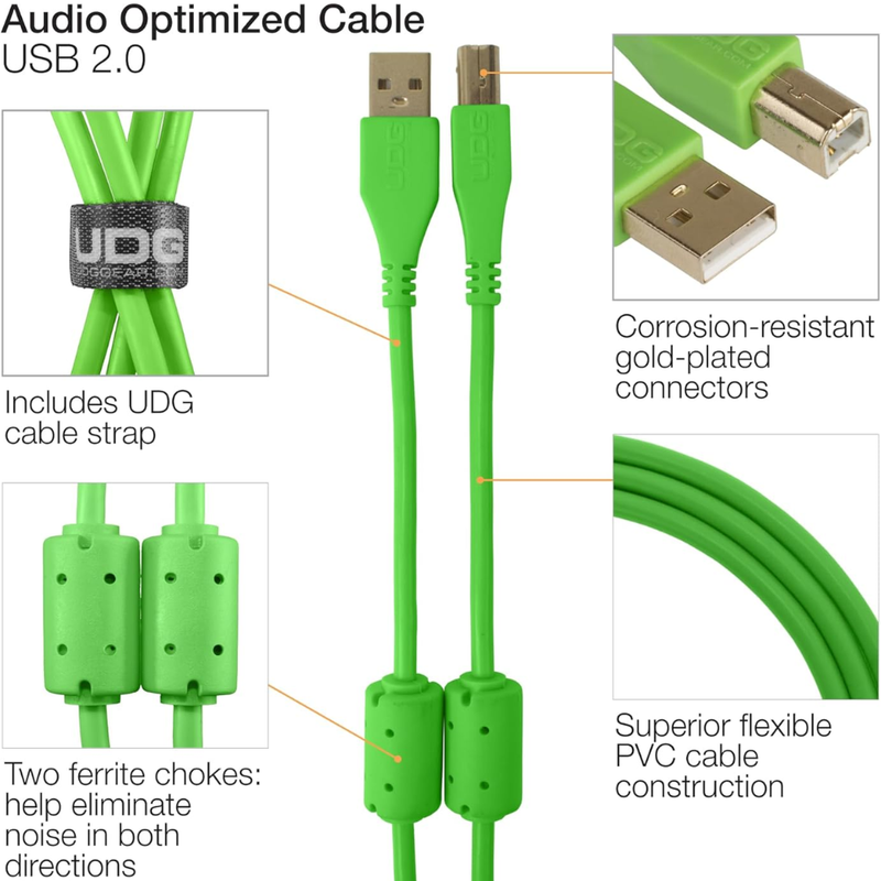UDG Ultimate Audio Cable USB 2.0 A-B, Green, Straight, 2 m - Image 2