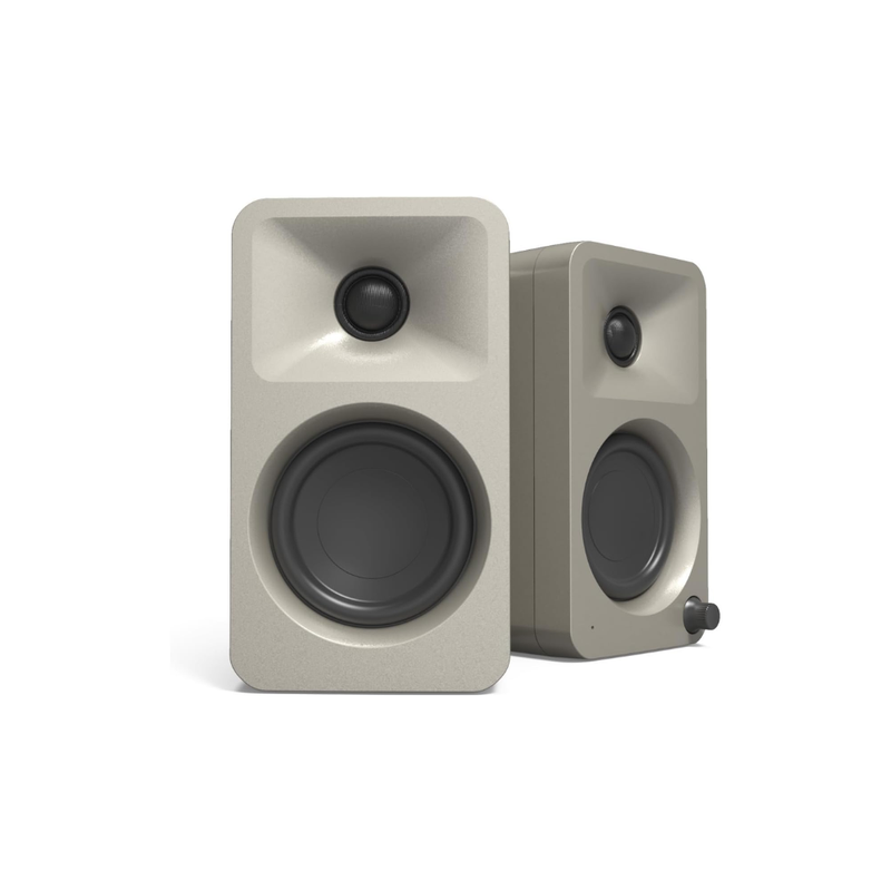 Kanto Audio ORAMB 100W Powered Reference Desktop Computer Speakers with BT 5.0 and USB-C Input, Type G Power Cord, Moon (Sold in Pairs) - Image 1