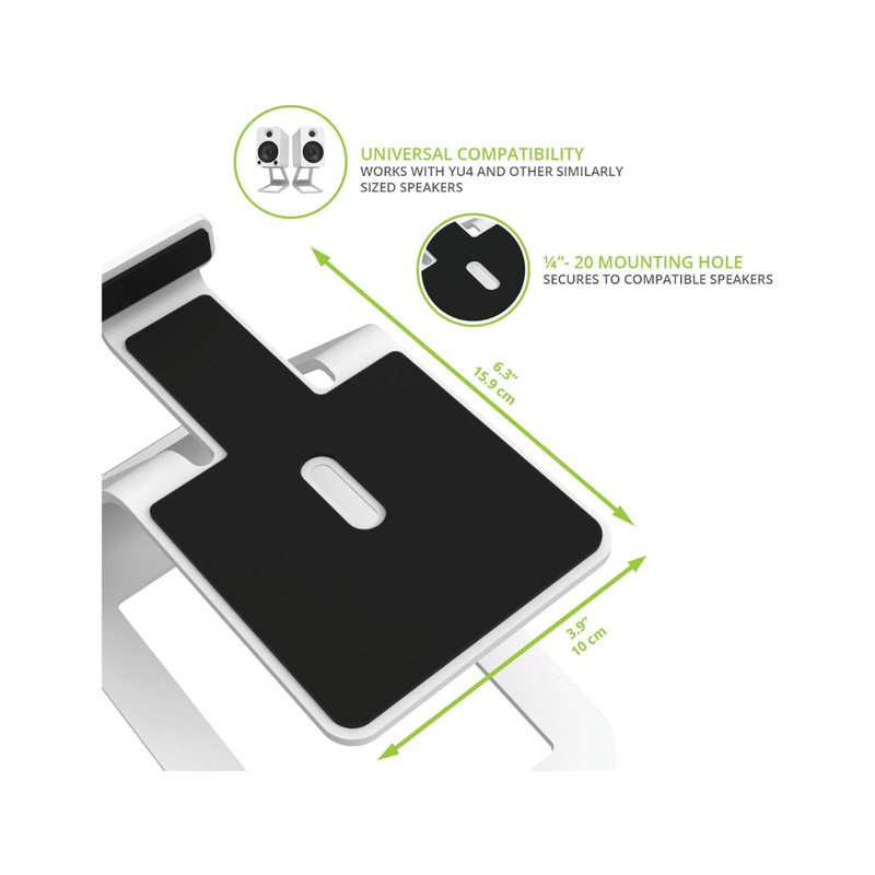 Kanto SE4 Elevated Desktop Speaker Stands for Medium Bookshelf Speakers, White (Sold in Pairs) - Image 5