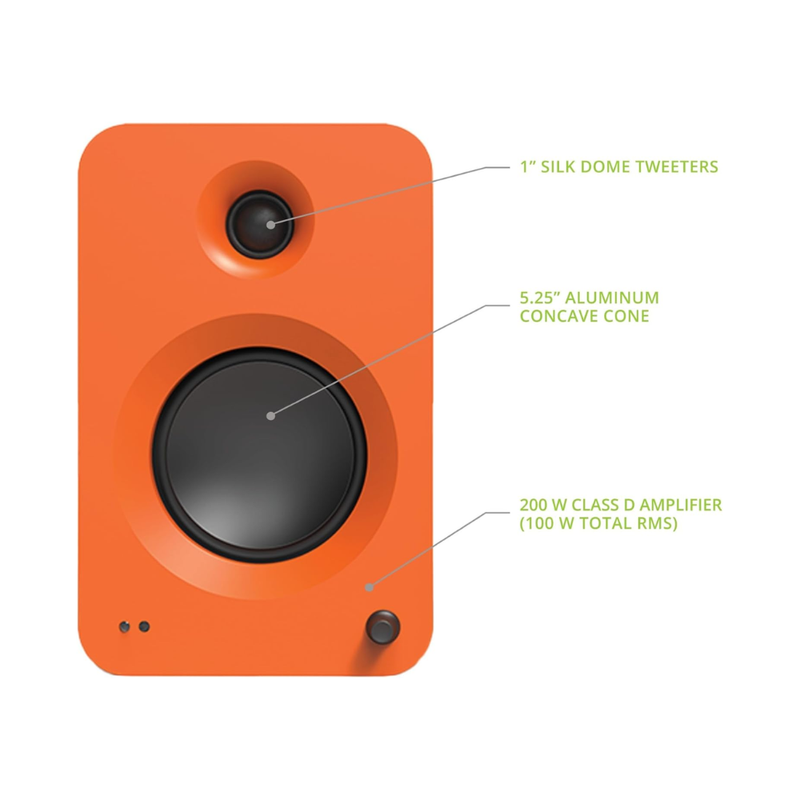 Kanto REN 200W Powered Speaker System with HDMI ARC Input, with Bluetooth 5.3 & USB-C Input, Type G Power Cord, Matte Orange (Sold in Pairs) - Image 5