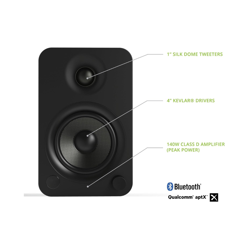 Kanto YU4MB Powered Speakers with Bluetooth and Built-in Phono Preamp, Type F and Type G Power Cords, Matte Black (Sold in Pairs) - Image 3