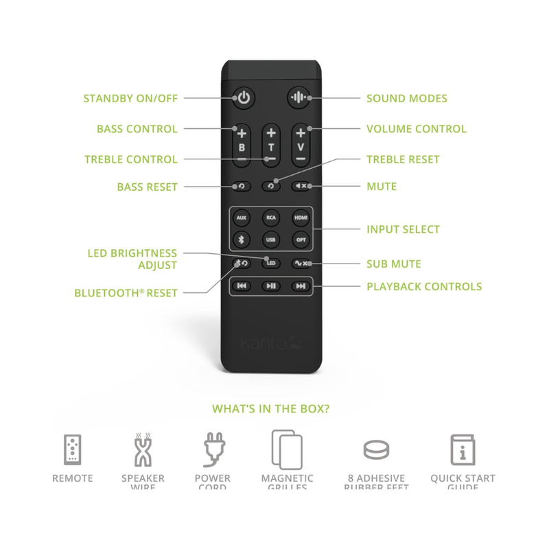 Kanto REN 200W Powered Speaker System with HDMI ARC Input, with Bluetooth 5.3 & USB-C Input, Type G Power Cord, Matte Black (Sold in Pairs) - Image 4