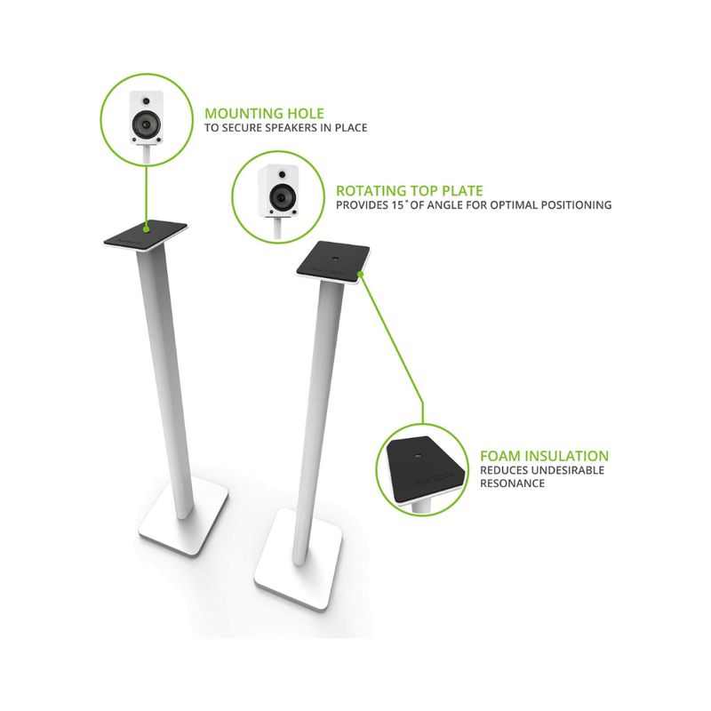 Kanto Audio SP32PLW Universal Speaker Floor Stands for Bookshelf Speakers, 32", White (Sold in Pairs) - Image 2