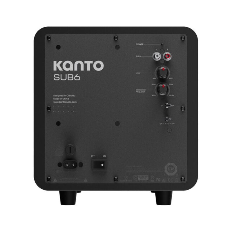 Kanto SUB6 Sealed Powered Subwoofer, 200W Peak Power, 6" Woofer, Vinyl, Type C and Type G Power Cords, Matte Black - Image 4