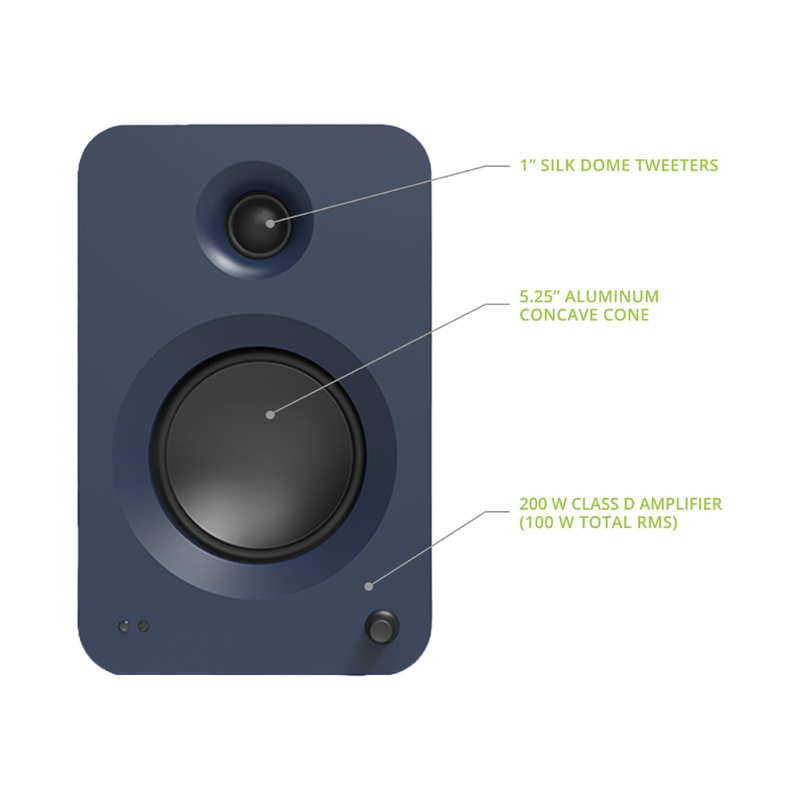 Kanto REN 200W Powered Speaker System with HDMI ARC Input, with Bluetooth 5.3 & USB-C Input, Type G Power Cord, Matte Blue (Sold in Pairs) - Image 2