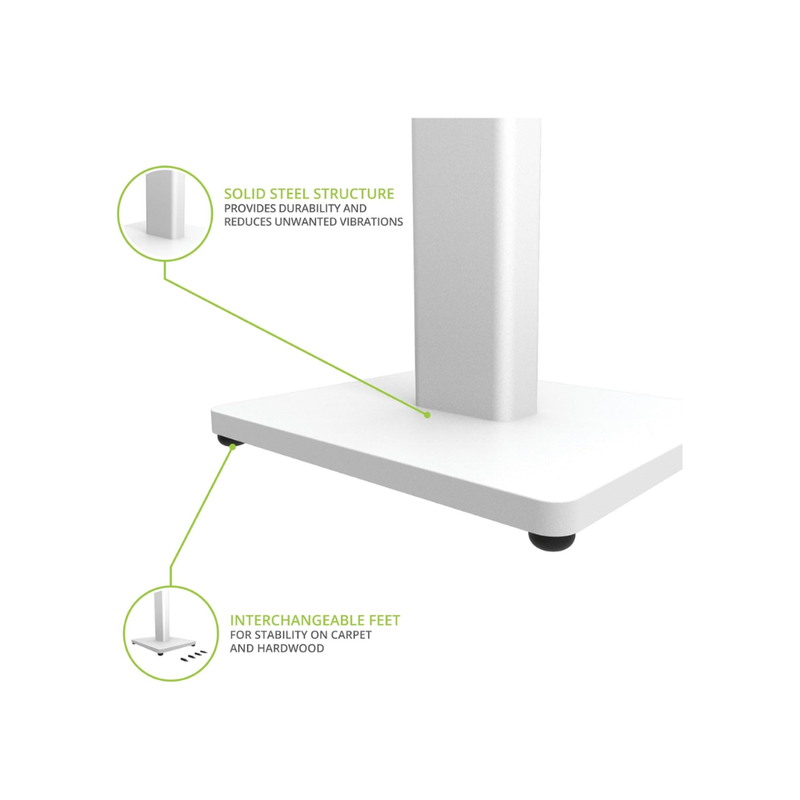 Kanto ST28 Universal Speaker Floor Stands for Bookshelf Speakers up to 30 lbs, White MDF Base (Sold in Pairs) - Image 4