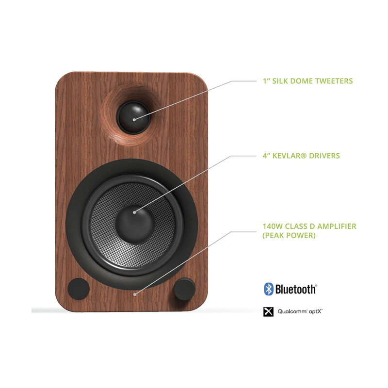 Kanto YU4 Powered Bookshelf Speakers, Walnut (Sold in Pairs) - Image 5
