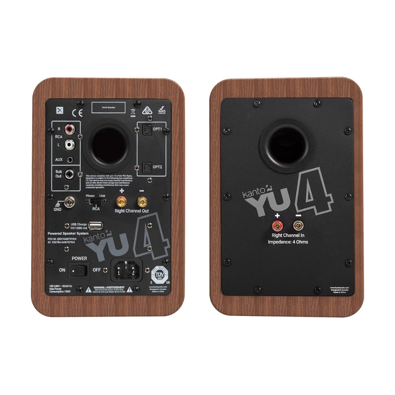 Kanto YU4 Powered Bookshelf Speakers, Walnut (Sold in Pairs) - Image 6