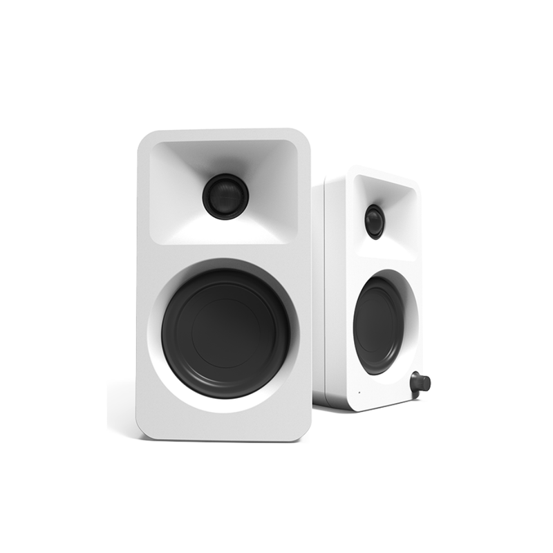 Kanto ORAMB 100W Powered Reference Desktop Computer Speakers with BT 5.0 and USB-C Input, Type G Power Cord, Matte White (Sold in Pairs) - Image 1