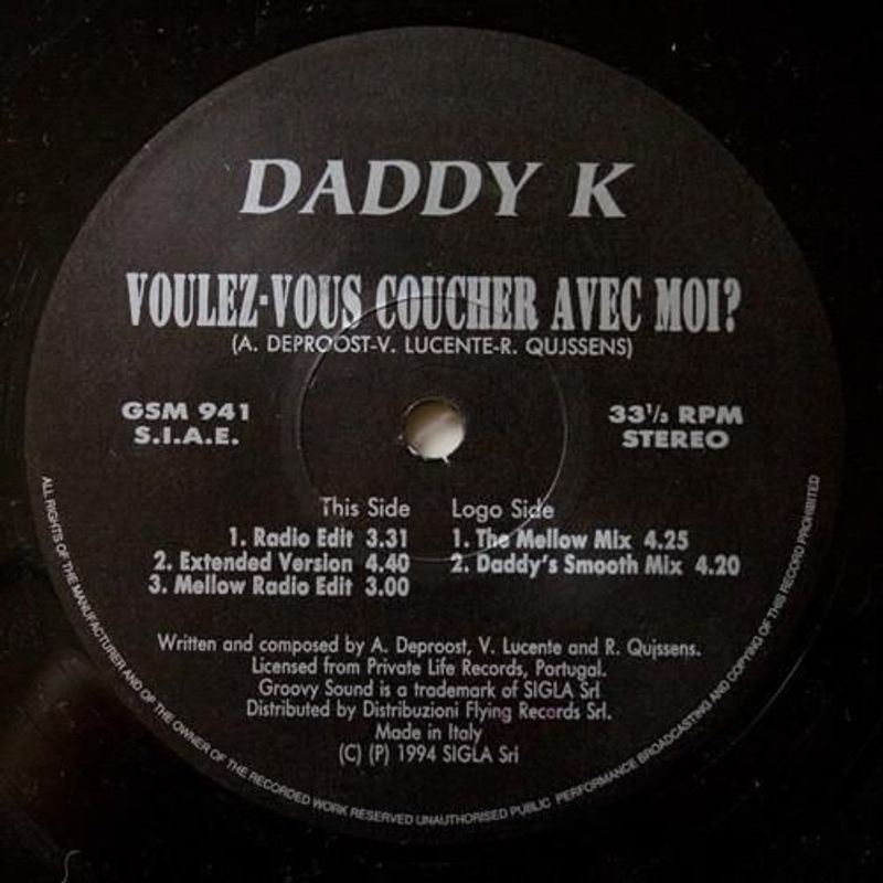 DJ Daddy K Voulez-Vous Coucher Avec Moi? 12"Vinyl (Electronic) - Image 1