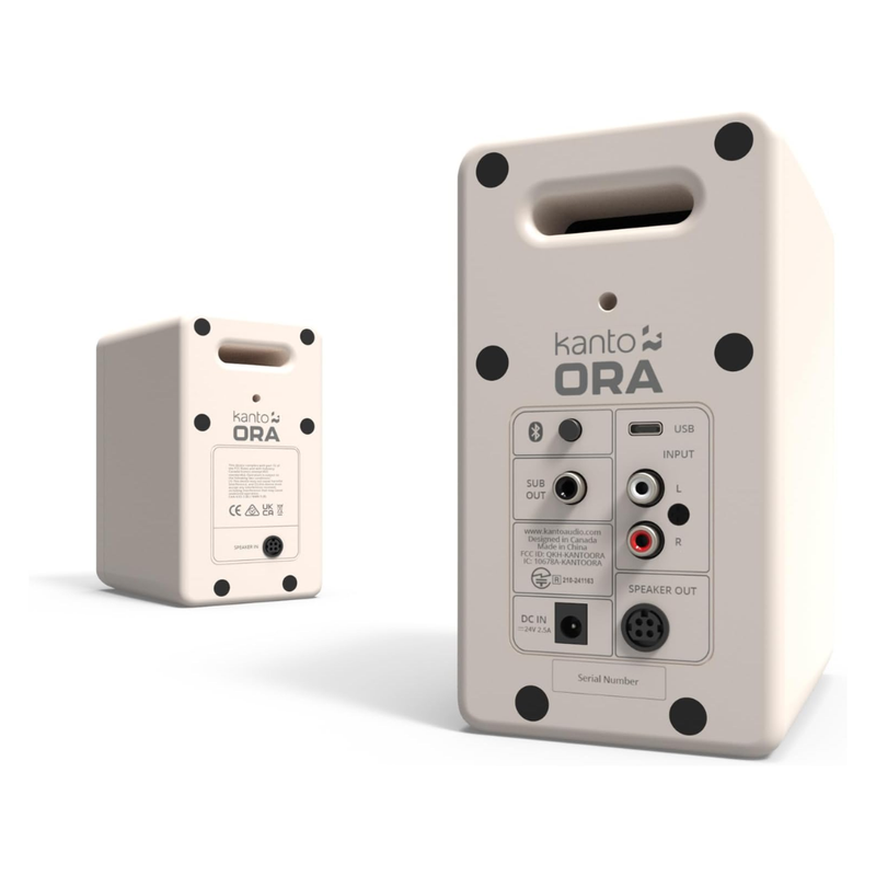 Kanto Audio ORAMB 100W Powered Reference Desktop Computer Speakers with BT 5.0 and USB-C Input, Type G Power Cord, Cream (Sold in Pairs) - Image 2