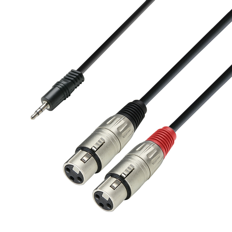 Adam Hall Cables 3 STAR YWFF 0300 - Y Cable, Adam Hall® 2 XLR Female x Minijack, 3 m - Image 1