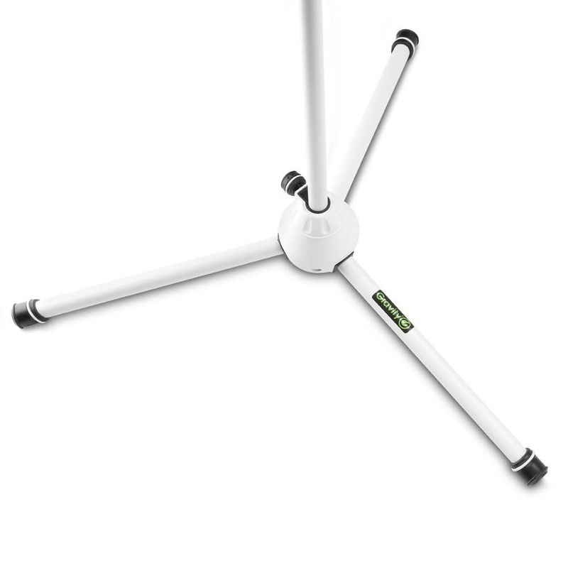 Gravity Microphone Stand with Folding Tripod Base and 2-Point Adjustment Telescoping Boom, White - Image 2