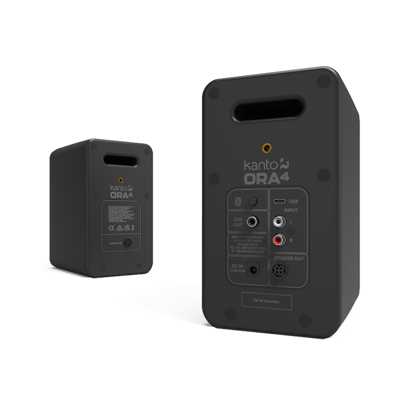 Kanto ORA4 140W Powered Reference Speakers with Bluetooth 5.0 and USB-C Input, Type G Power Cord, Matte Black (Sold in Pairs) - Image 2