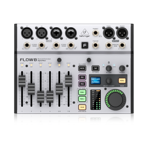 Behringer Flow 8, 8-Input Digital Mixer with Bluetooth Audio and App Control, 60 mm-Channel Faders, 2 FX Processors and USB/Audio Interface