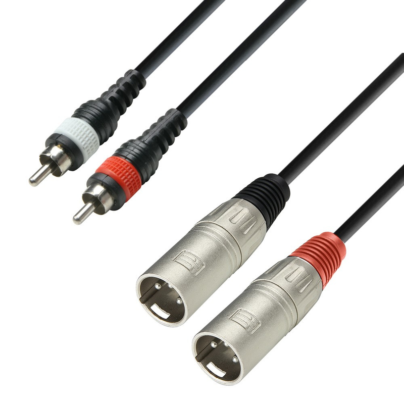Adam Hall Cables 3 STAR TMC 0300 - Twin Cable, Adam Hall® 2 XLR Male x 2 RCA, 3m - Image 1