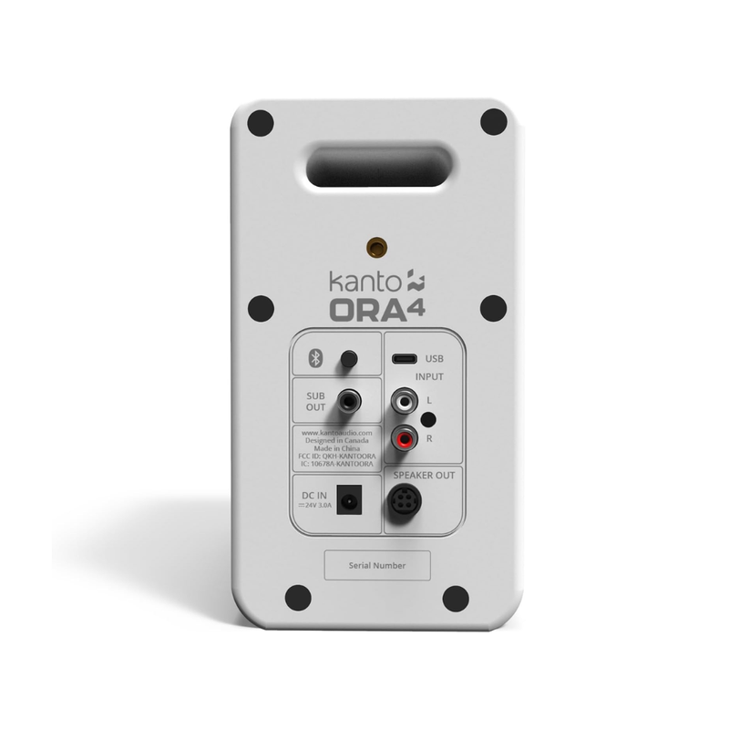 Kanto ORA4 140W Powered Reference Speakers with Bluetooth 5.0 and USB-C Input, Type G Power Cord, Matte White (Sold in Pairs) - Image 2