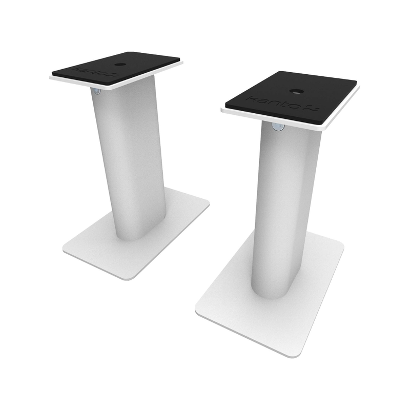 Kanto SP9W Desktop Speaker Stands for Small/Medium Bookshelf Speakers & Compact/Mid-Size 2”-4” Studio Monitors, White (Sold in Pairs) - Image 1