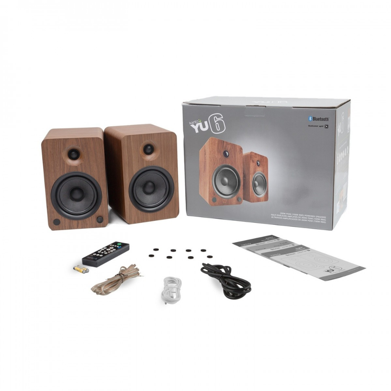 Kanto YU6MB Powered Bookshelf Speakers with Bluetooth and Phono Preamp, Type F and Type G Power Cords, Walnut (Sold in Pairs) - Image 4