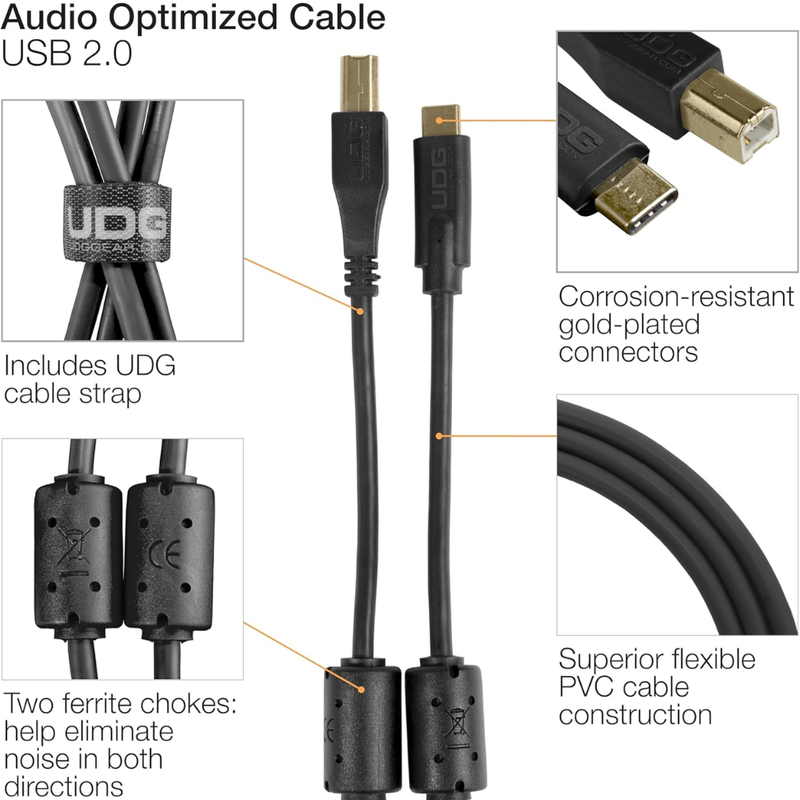 UDG Ultimate Audio Cable USB 2.0 C-B, Black, Staight, 1.5 m - Image 3