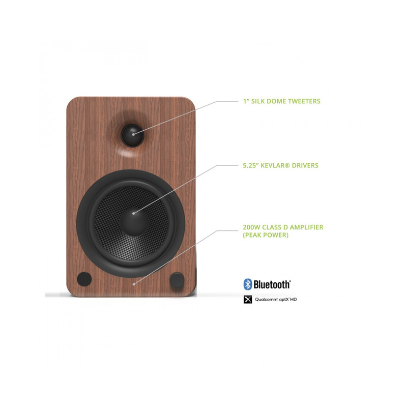 Kanto YU6MB Powered Bookshelf Speakers with Bluetooth and Phono Preamp, Type F and Type G Power Cords, Walnut (Sold in Pairs) - Image 6