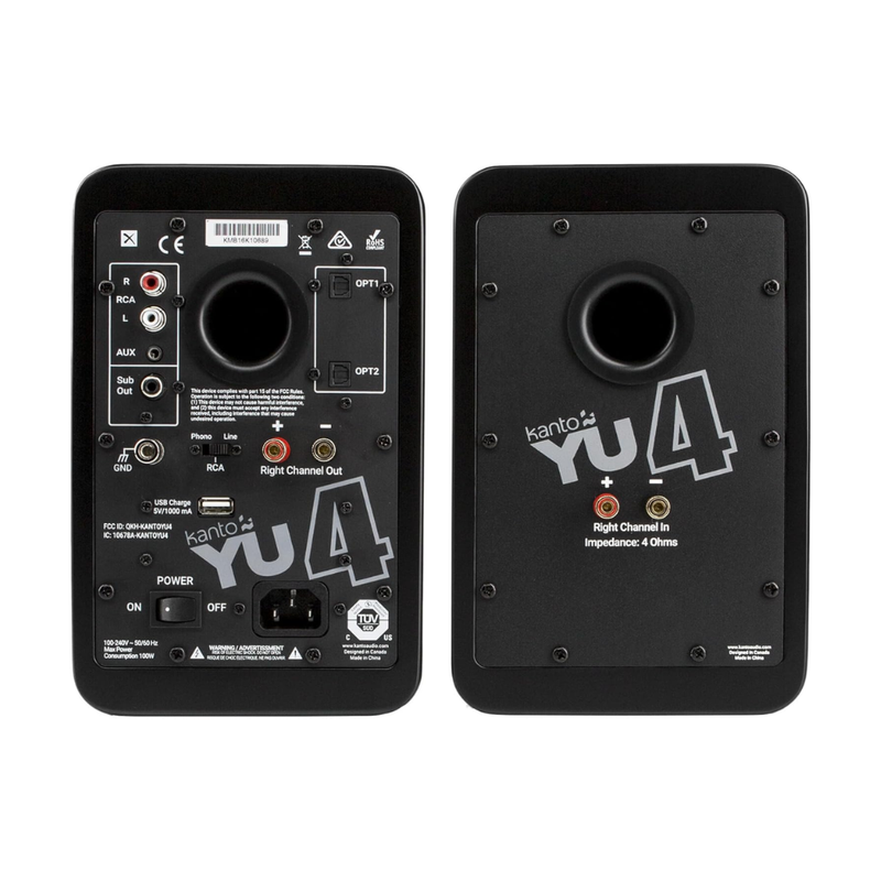 Kanto YU4MB Powered Speakers with Bluetooth and Built-in Phono Preamp, Type F and Type G Power Cords, Matte Black (Sold in Pairs) - Image 2