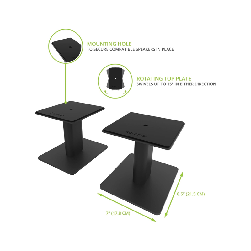 Kanto SP6HD Desktop Speaker Stands for Medium/Large Bookshelf Speakers & Mid-Size/Full-Size 4”-7” Studio Monitors, Black (Sold in Pairs) - Image 3