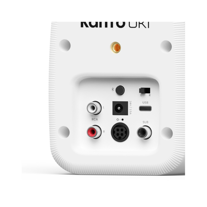 Kanto UKI 100W Desktop Speakers with Bluetooth, USB-C, Headphone out, Chalk (Matte White), Sold in Pairs - Image 2