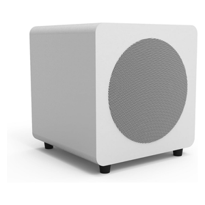 Kanto SUB8 Sealed Powered Subwoofer, 300W Peak Power, 8" Woofer, Vinyl, Type C and Type G Power Cords, Matte White / White Grille