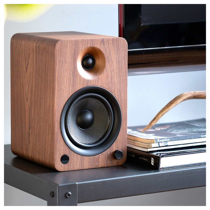 Kanto YU6MB Powered Bookshelf Speakers with Bluetooth and Phono Preamp, Type F and Type G Power Cords, Walnut (Sold in Pairs) - Image 2