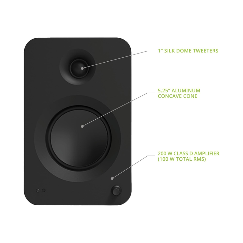 Kanto REN 200W Powered Speaker System with HDMI ARC Input, with Bluetooth 5.3 & USB-C Input, Type G Power Cord, Matte Black (Sold in Pairs) - Image 5