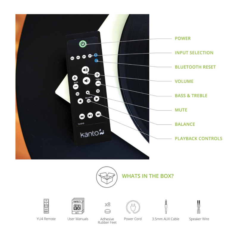 Kanto YU4MB Powered Speakers with Bluetooth and Built-in Phono Preamp, Type F and Type G Power Cords, Matte Black (Sold in Pairs) - Image 4