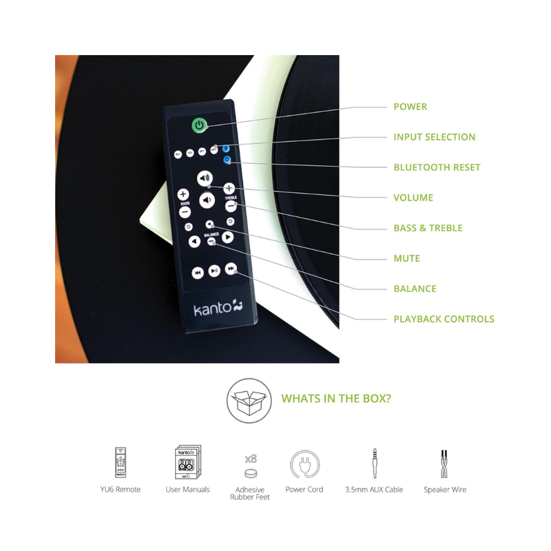 Kanto YU6MB Powered Bookshelf Speakers with Bluetooth and Phono Preamp, Type F and Type G Power Cords, Matte Black (Sold in Pairs) - Image 5