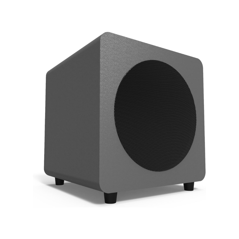 Kanto SUB8 Sealed Powered Subwoofer, 300W Peak Power, 8" Woofer, Vinyl, Type C and Type G Power Cords, Matte Grey - Image 1