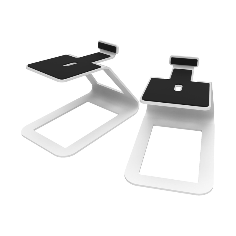 Kanto SE4 Elevated Desktop Speaker Stands for Medium Bookshelf Speakers, White (Sold in Pairs) - Image 1
