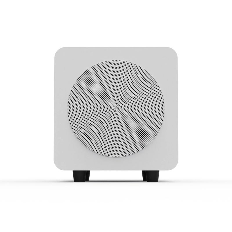 Kanto SUB6 Sealed Powered Subwoofer, 200W Peak Power, 6" Woofer, Vinyl, Type C and Type G Power Cords, Matte White / White Grille - Image 4