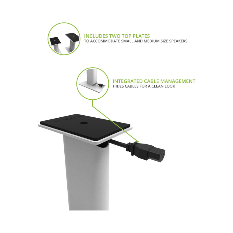 Kanto Audio SP9W Desktop Speaker Stands for Small/Medium Bookshelf Speakers & Compact/Mid-Size 2”-4” Studio Monitors, White (Sold in Pairs) - Image 5