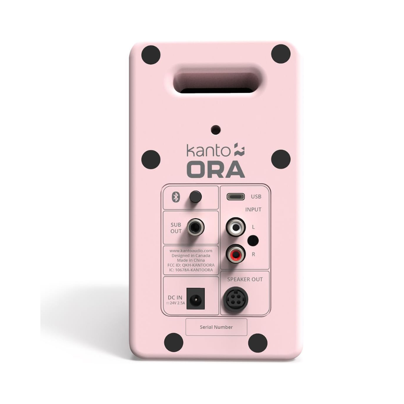 Kanto ORAMP 100W Powered Reference Desktop Speakers with Bluetooth 5.0 and USB-C Input, Type G Power Cord, Matte Pink (Sold in Pairs) - Image 3