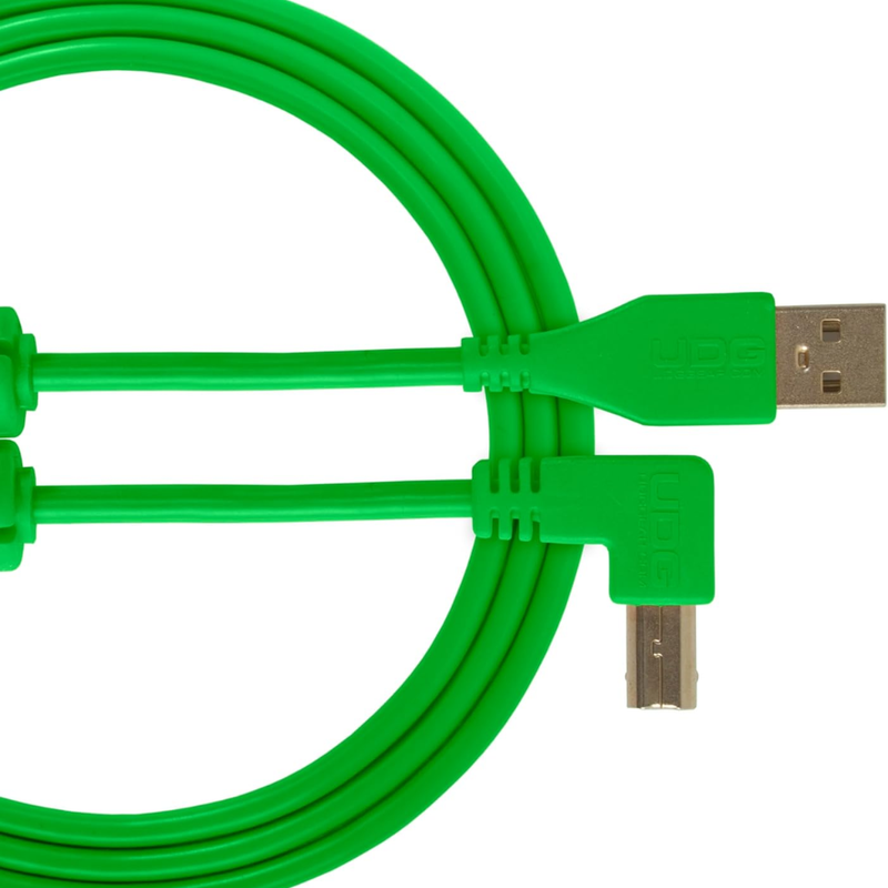 UDG Ultimate Audio Cable USB 2.0 A-B, Green, Angled, 1 m - Image 1