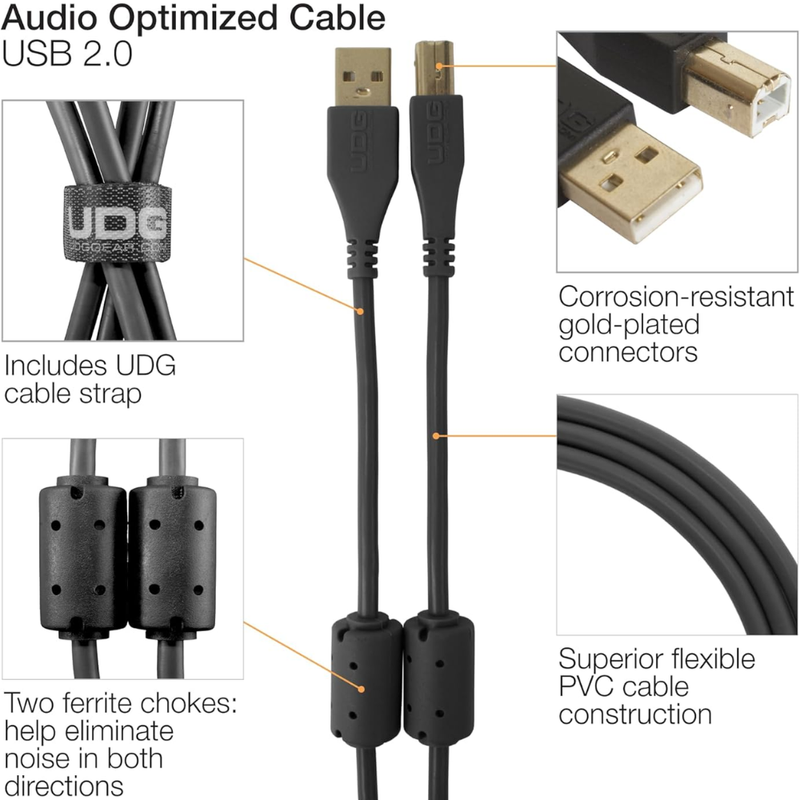 UDG Ultimate Audio Cable USB 2.0 A-B, Black, Straight, 1 m - Image 2