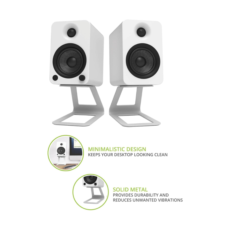 Kanto SE4 Elevated Desktop Speaker Stands for Medium Bookshelf Speakers, White (Sold in Pairs) - Image 3