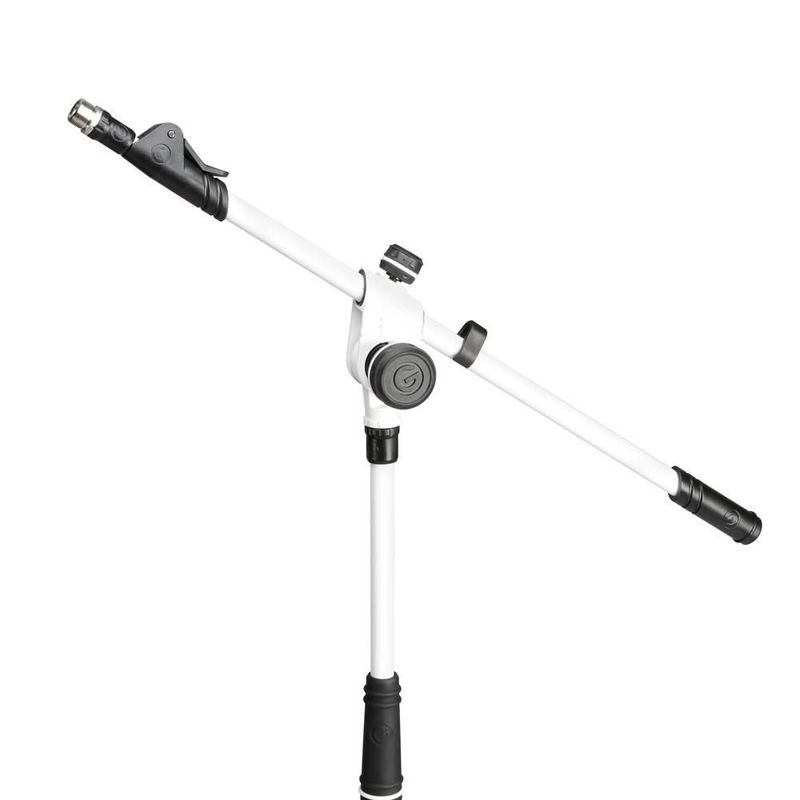 Gravity Microphone Stand with Folding Tripod Base and 2-Point Adjustment Telescoping Boom, White - Image 4
