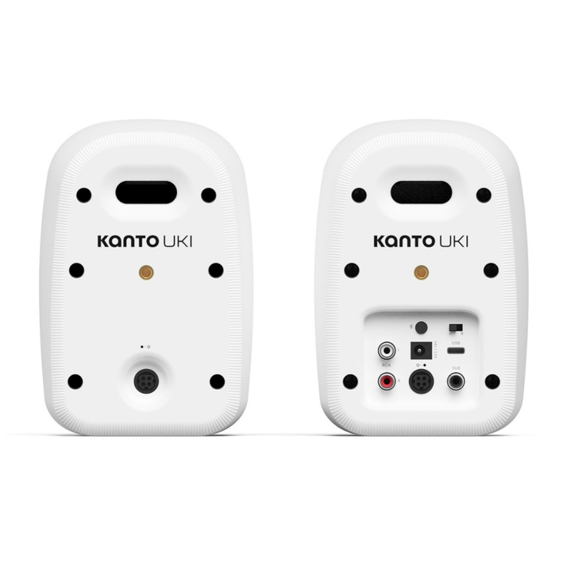 Kanto UKI 100W Desktop Speakers with Bluetooth, USB-C, Headphone out, Chalk (Matte White), Sold in Pairs - Image 3