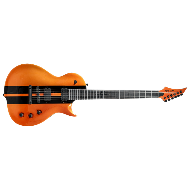 Solar Guitars GC1.6T-RSO Electric Guitar – Orange Metallic with Black Racing Stripes - Image 1