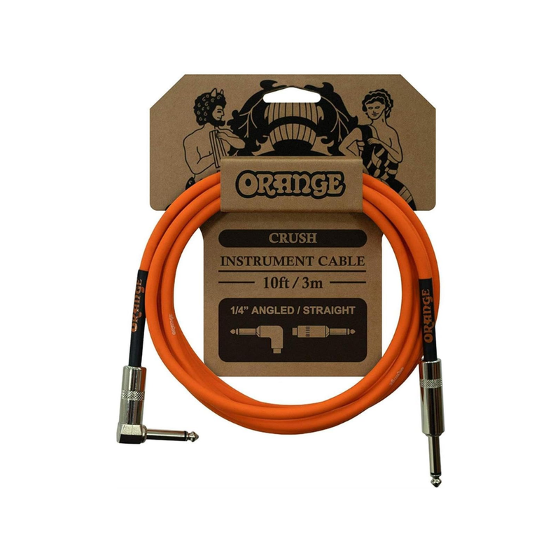 Orange Crush 10' Instrument Cable, Angled to Straight Connector, Orange - Image 1