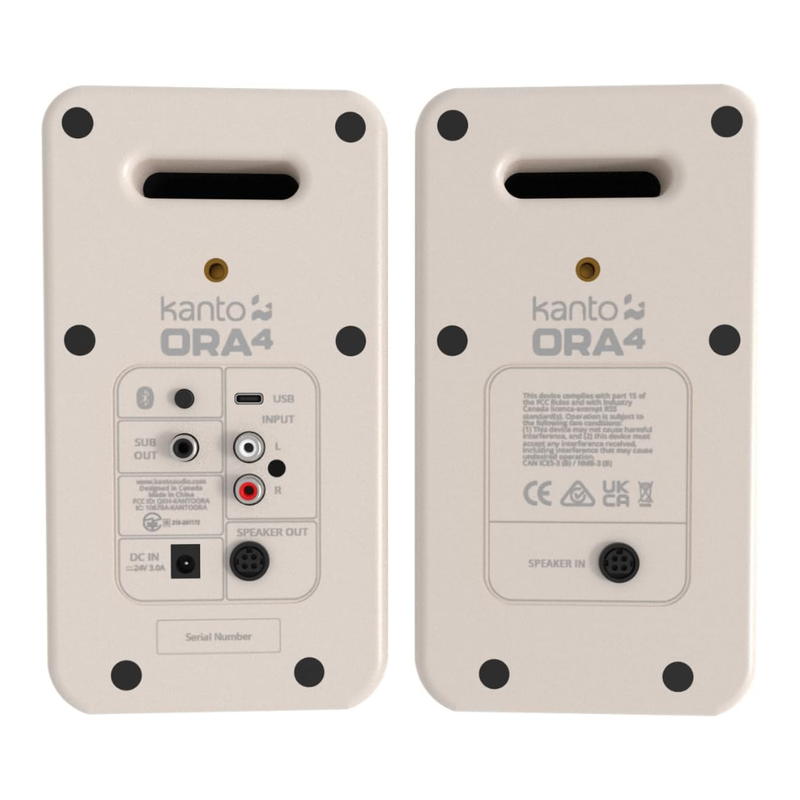 Kanto ORA4 140W Powered Reference Speakers with Bluetooth 5.0 and USB-C Input, Type G Power Cord, Cream (Sold in Pairs) - Image 3